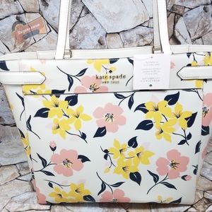 #bagsavenue fast ship Staci large laptop tote lily blooms floral pink kate spade
